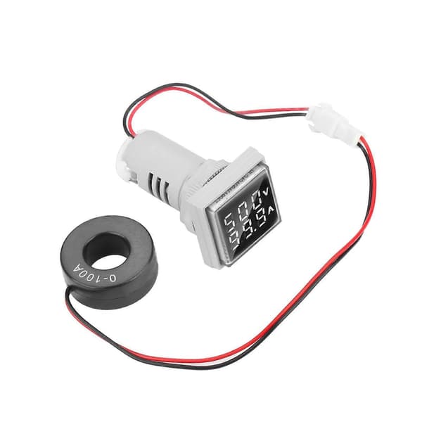 AC Spänning Ström Mätare Indikator 22mm 0-100A LED Digital Display