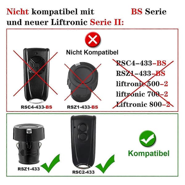 Fjernkontroll for Ecostar RSE2 RSC2 Garasjeportfjernkontroll