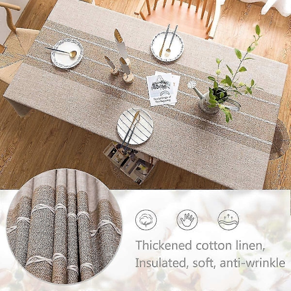 Solid Duk i Bomullslinne Rektangulär (140x220cm, Ljusbrun)