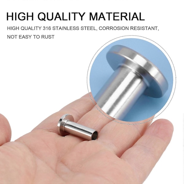 Skyddshylsor i rostfritt stål för 1/8 tums vajerräcke, trästolpar, DIY-balustrad T316 marinkvalitet 55-pack