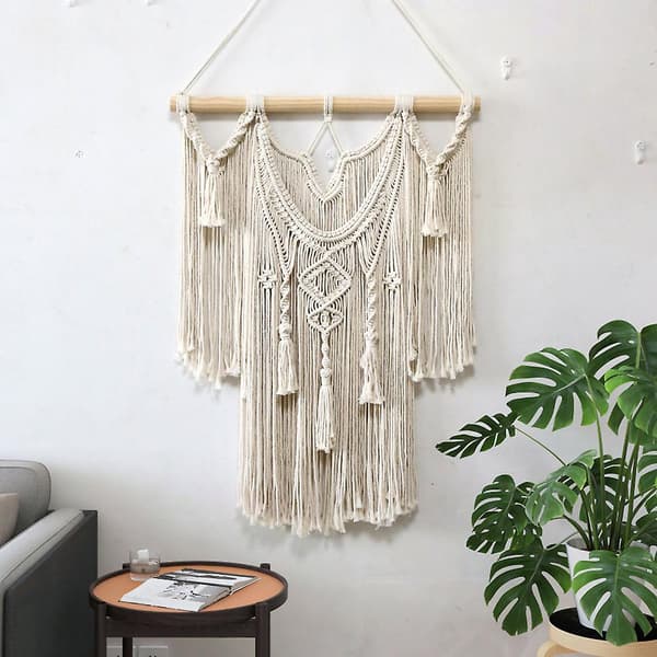 Väggbonad Måne Väggdekor & Macrame Nyckelring Regnbåge Väggdekor 80 cm x 60 cm Macrame Väggdekor