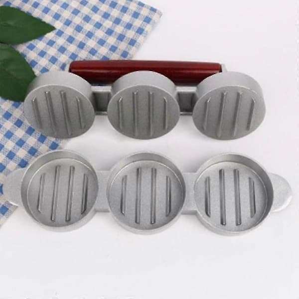 Mini Hamburgerpresse Nonstick 3-spors Liten Burger Patty Maker Trippel Biff Form for Mac
