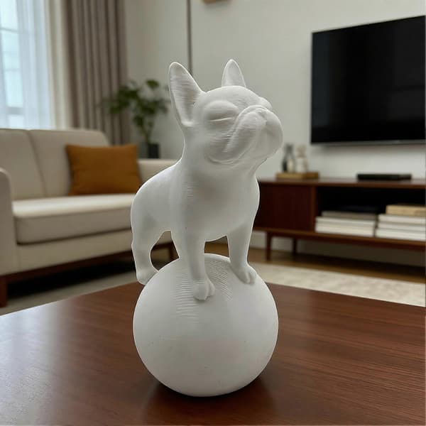 3D-tulostettu bulldoggi – hyllylle – seisova White
