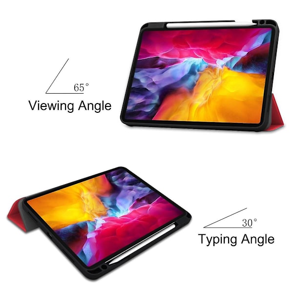 Skal för iPad Pro 11\" 2021, [Stödjer Apple Pencil-laddning] För iPad Pro 11\" 2021 Slim Tri-Fold Hårt Skal Smart Cover med Pennhållare med Auto Wak