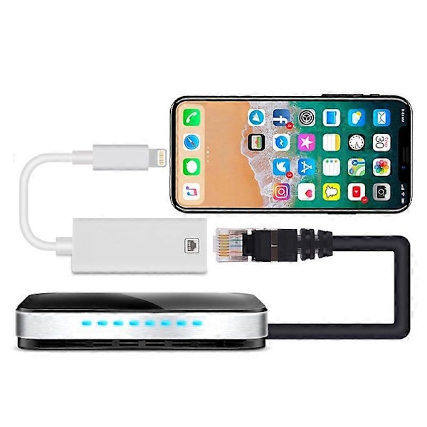 Lightning - Ethernet -sovitin iPhone iPadille 100Mbps RJ45 Ethernet LAN -verkkosovitin