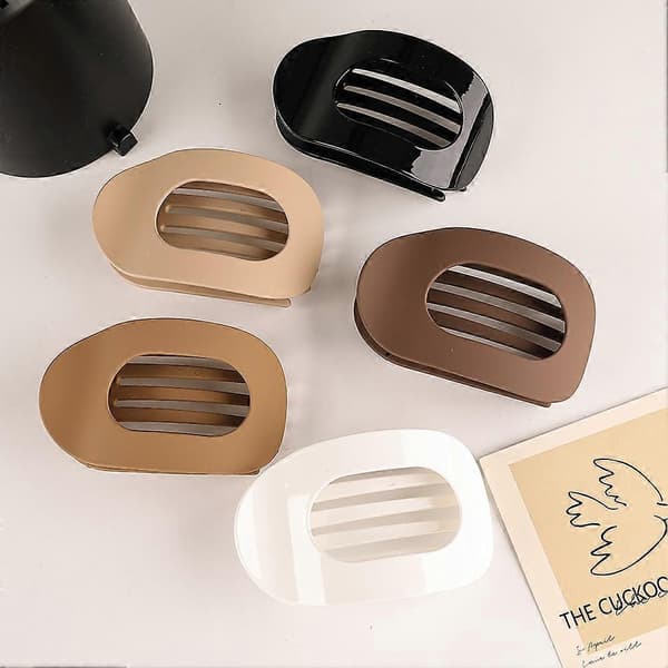 5 stk. skildpadder små flade runde clips multifunktionel buet hårklemme til ansigtsvask make-up Light Coffee Spots