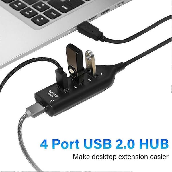 4-ports højhastigheds USB 2.0 Hub Forlænger Splitter Adapter til PC Computer Bærbar White