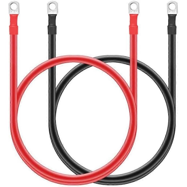 2 KPL 5AWG puhdasta kuparia olevaa akkukaapelia 3/8\" silmukoilla aurinko-, matkailuauto-, auto- ja venekäyttöön, 50 cm paksu kaapeli