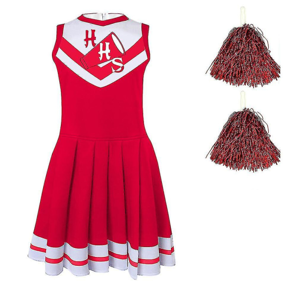 Tjejer Cheerleading Klänningar Söt Cheerleader Halloween kostym Red 140