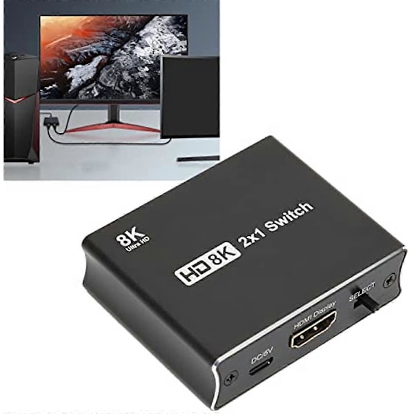 HD Multimedia Interface Switch 8K @ 60Hz Videodelare Plug and Play Liten för Laptop Spelkonsoler