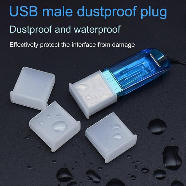 USB-skydd Dammskyddande PE Mini USB-A Skyddshylsa för U-disk White
