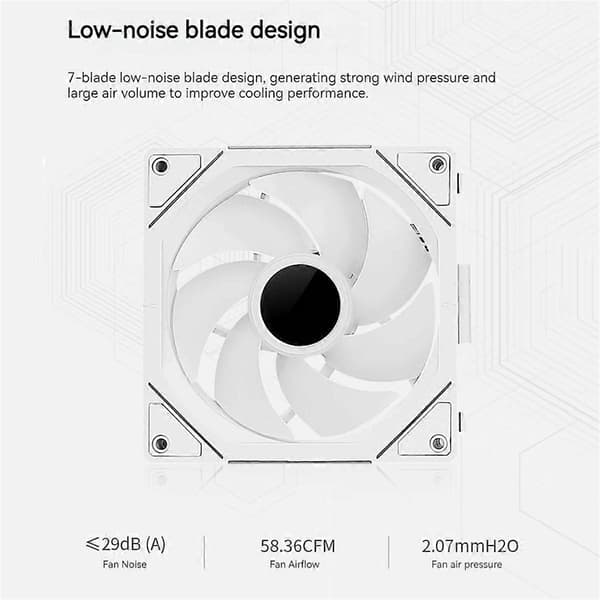 -1 PC Kabinet Køleventilator Sort Reverse