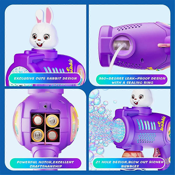 Kanin Bubbelmaskin för Barn, Automatisk Bubbelmaskin, Födelsedagspresent, Party Favörer för Små Gi