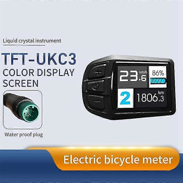 LCD TFT UKC3 Display Hastighet Batteritid Indikator för Elcykel 24V 36V 48V Motor Konvertering