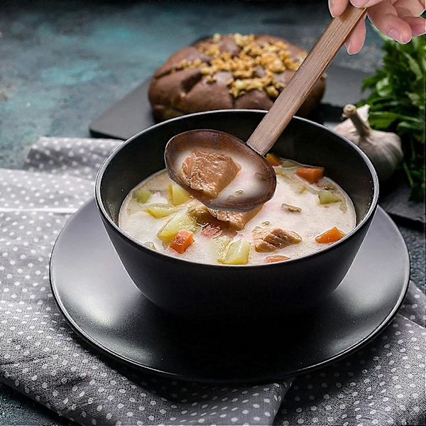 4 Stykker Japansk Langt Håndtak Stor Skje Ramen Skje Tre Hot Pot Skje Skjell Skje Tre Ris So