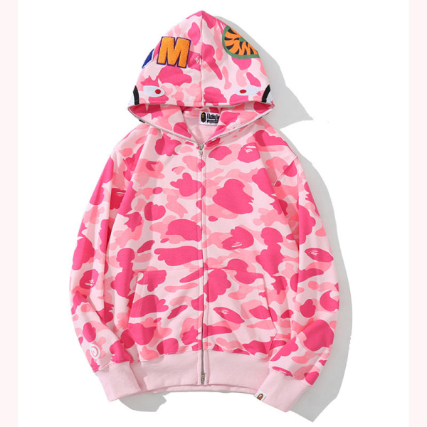 Ny casual med huvtröja för män med digitalt print med hajhuvud pink 2XL