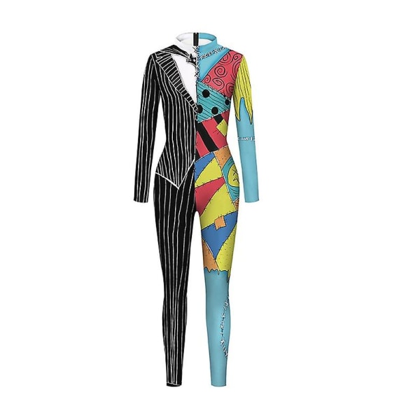 Mardröm Jul Jumpsuit Jack Sally Cosplay kostym för kvinnor Halloween outfit M