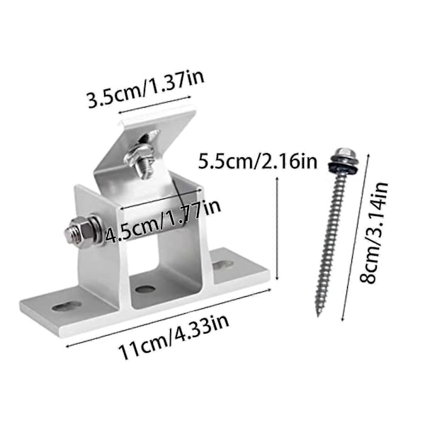 Solcellepanelbrakett, Solcellepanelholder Endeklemme Sett, Stativ Solcellemodul 0-60 Individuelt Justerbar Flat Takmonteringsvinkel (uten Teleskopisk Ro
