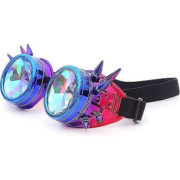 Kalejdoskop Steampunk Rave Briller med Regnbue Krystal Glaslinse