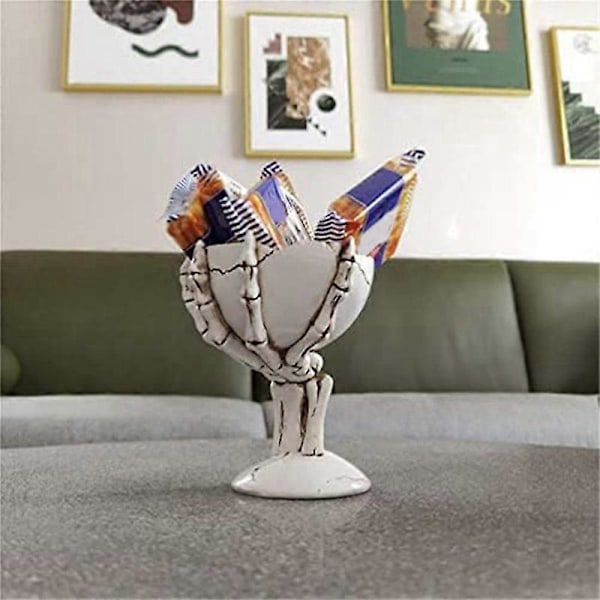 Halloween Slikskåle Skelet Hænder Slikfad Resin Kranieskål Rustik Halloween Serveringsfad Skel