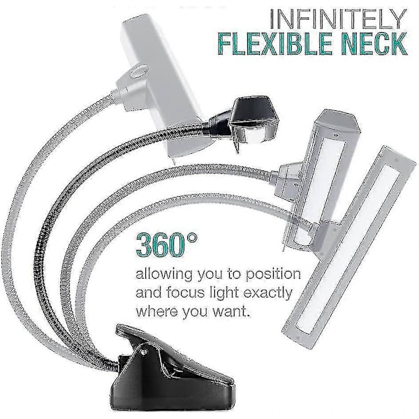 Professionel Musiker Super Lys 19 LED Notestativ Lampe, Clip-On Orkester Klaverlamper, 9 Niveauer Dæmpbar Genopladelig - Yvan