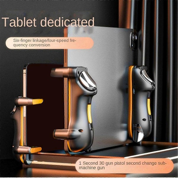 Seks Finger for Ipad PUBG Spillkontroller L1 R1 Knapp (Gul)