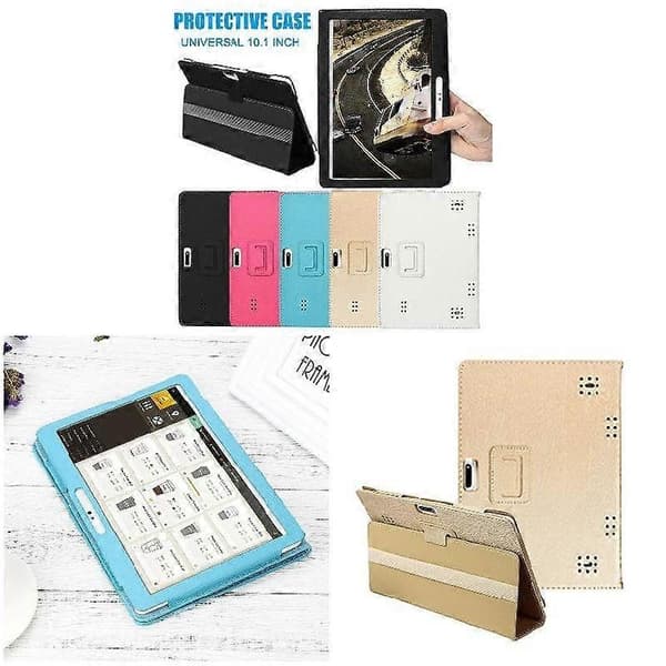 Universal 10/10.1 tommer læderstativcover til Android Tablet 24X17cm PC beskyttelsescover Black