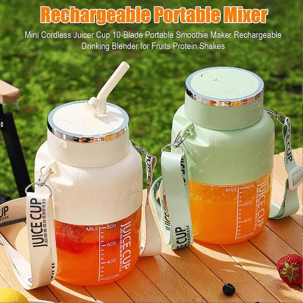 Uppladdningsbar dricksblender för proteinshakes och fruktsmoothies White
