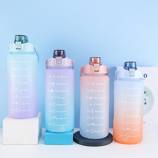 JUSCH Gradient farve stor kapacitet frostet vandkop sugerør bærbar udendørs sports vandflaske pulver 2000ml(WZ2182),QINWEI-419