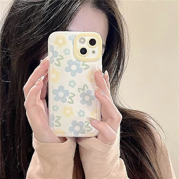 Sött blommigt kameraskydd mjukt iPhone-skal (Blå, iPhone 11)