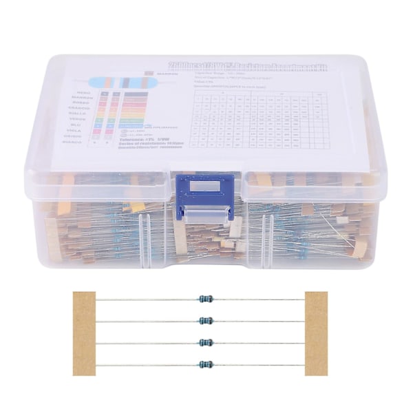 2600 st 130 Värden 1/8W 0.125W 1% Metallfilmresistorer Sorterat Paket Set Resistorer Sortimentskit Fixerade Kondensatorer