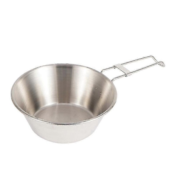 Camping Køkkenudstyr Rustfrit Stål Gryde & Skål, 300ml Udendørs 304 Rustfrit Stål Foldskov Picnic Ris Skål Grill (1 Styk)