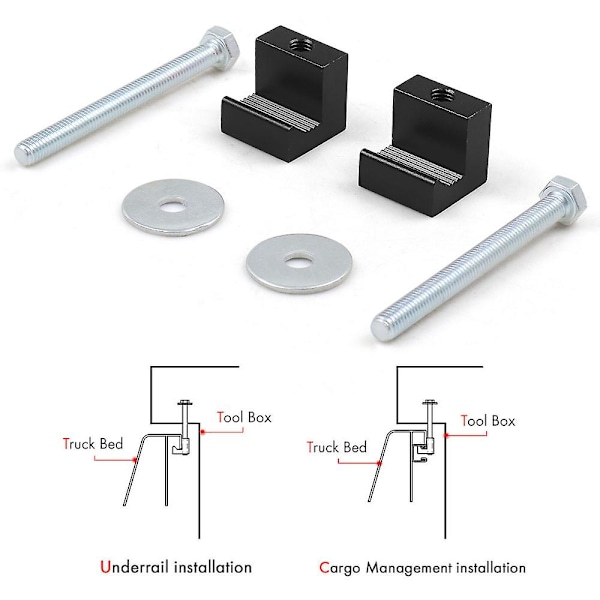 Monteringssats för lastbilsverktygslåda, Huazu Verktygslåda Fäste Aluminiumlegering J-krok Crossover För Pickup Trucks - Svart (Tvåpack)