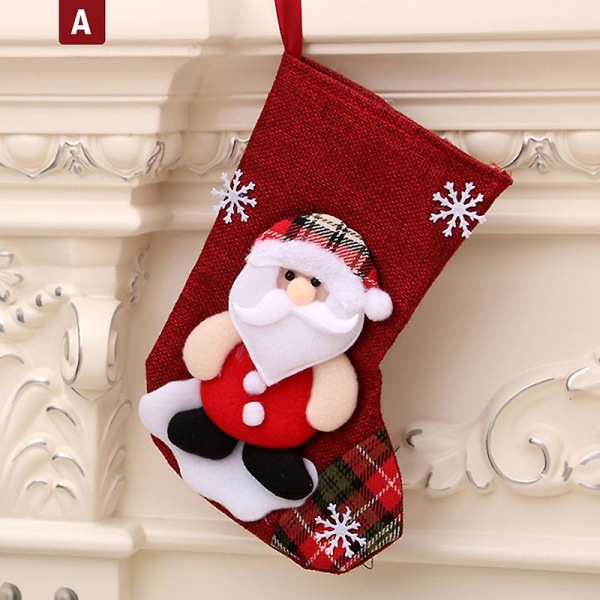 1st Julstrumpa Santa Godis Presentpåse Sock Xmas Tree Hängande Ornament style 1