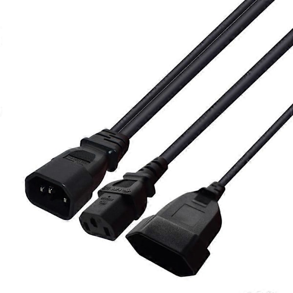 Y-tyypin jakokaapeli, Iec320 3-nastainen C14 uros C13 + 2-reikäinen Eu 4.0mm naarasliitin AC-virtajohto