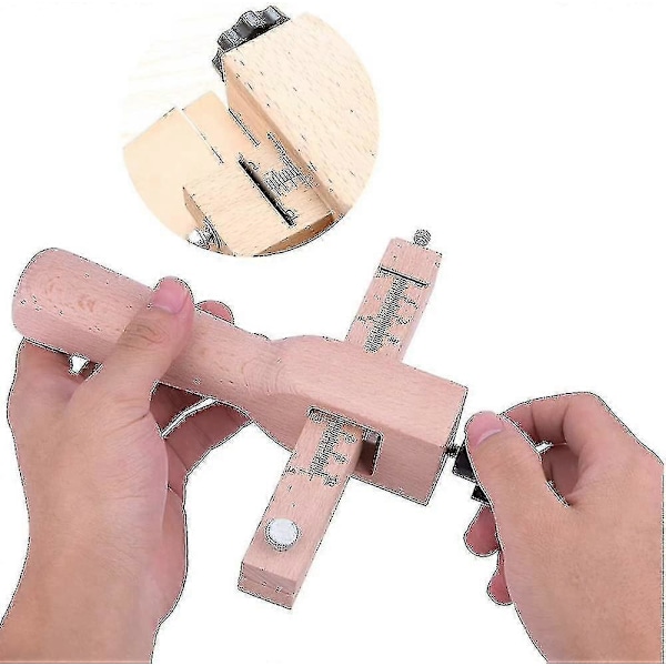 Handjusterbart precisionsverktyg för läderremmar för läderhantverk (1 st, träfärg)
