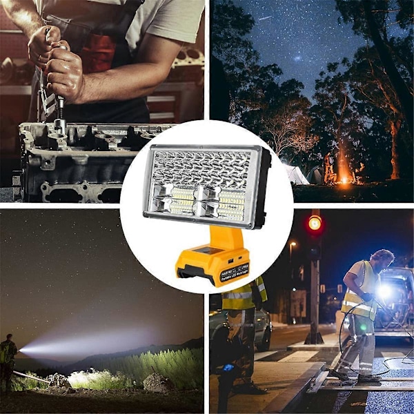 För Dewalt 14.4-20V Litiumjonbatterier LED Arbetslampa 30W 3300LM Byggarbetsplatslampa Sladdlös Handhållen