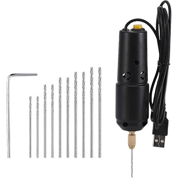 Mini Portabel Elektrisk Borrmaskin, Med Borr USB Borr Gravör Smyckesverktyg (0.8-1.2mm)
