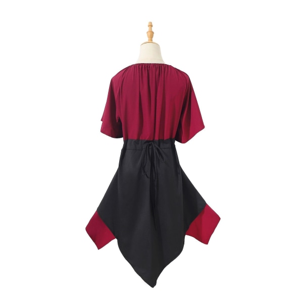 Snabb leverans Dam medeltida renässansdräkter Piratkorsettklänning för kvinnor Flare ärm Traditionell irländsk kort klänning Red-Black L