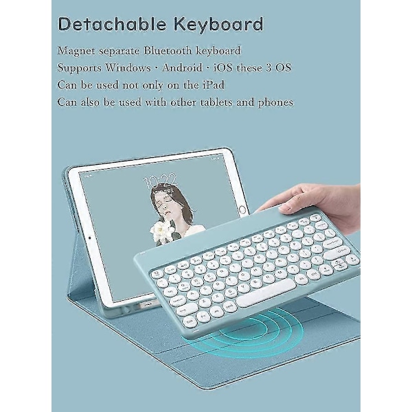 Tastaturveske med mus Farge Tastatur Retro Runde Tastlokk Søte Godteri Farger Avtakbar Tastatur