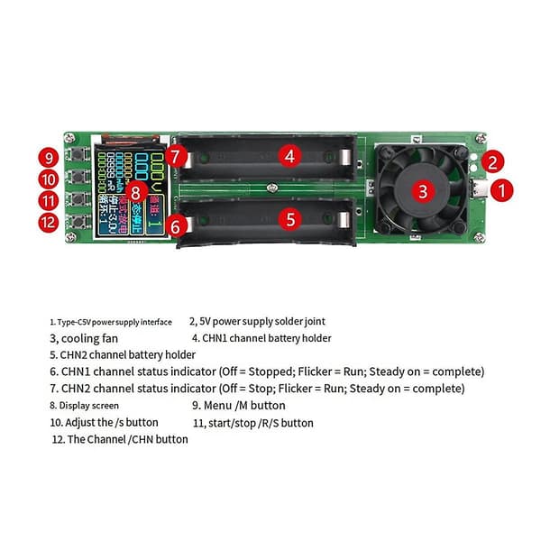 18650 Lithium Batteri Kapacitetstester 2-kanals Automatisk Intern Modstandstester Batteri Strøm D
