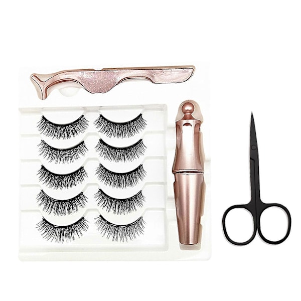 5 Par Magnetiske Øjenvipper & Magnetisk Eyeliner Kit Vandtæt Genanvendelig Naturlig Kunstige Øjenvipper Flydende Eyeliner Sæt