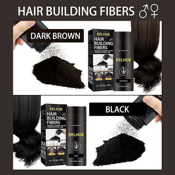 EELHOE Fyldningspulver Dækker Tyndt Hår Fluffy Powder-Sort Black