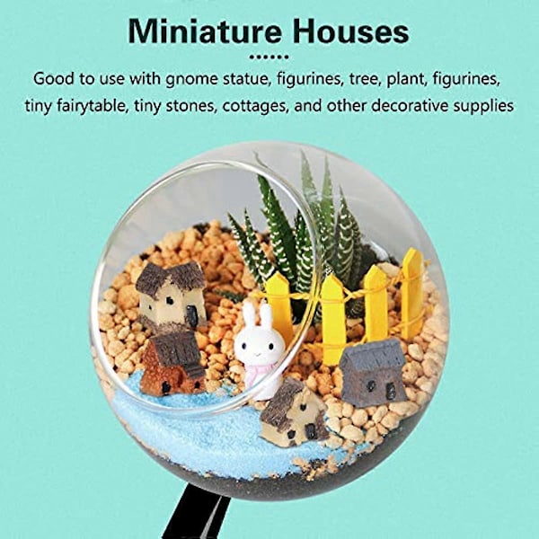 F-blue 4 stk. Miniature Eventyrhave Sten Huse Mini Sommerhus havearbejde dekorationssæt mikro Hus Miniaturer Indretning Tilbehør Havearbejde Dekoration Ki