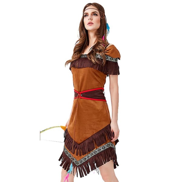 Lady Caveman Savage Costume Stenåldern Jungle Tribe Huntress Cosplay Carnival Halloween Fancy Party Dress M