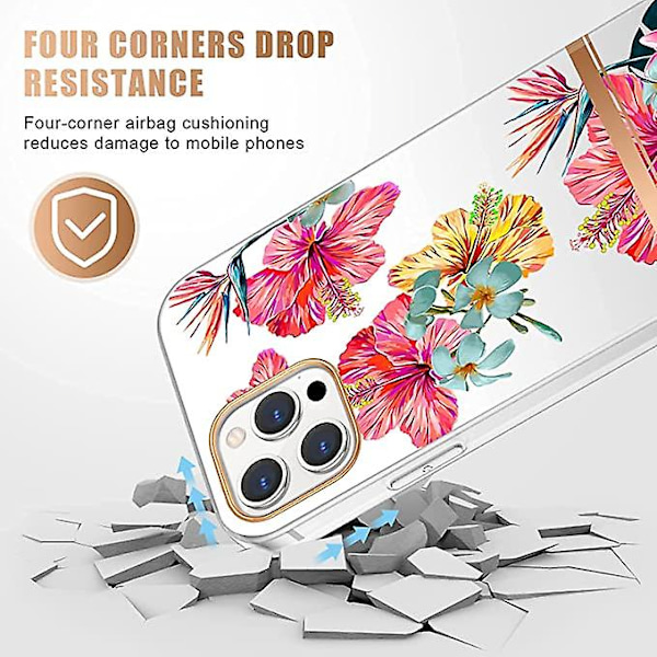 Blomstermønsterdeksel designet for iPhone 12 Promax 6.7 tommer, Klar design for kvinner jenter, Beskyttende hardt deksel Støtsikkert Slim Fit Blomstertelefonskall