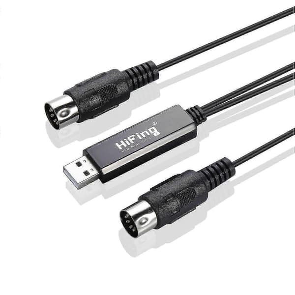 USB IN-OUT MIDI Interface Konverter/Adapter med 5-PIN DIN MIDI Kabel egnet til PC/Laptop/