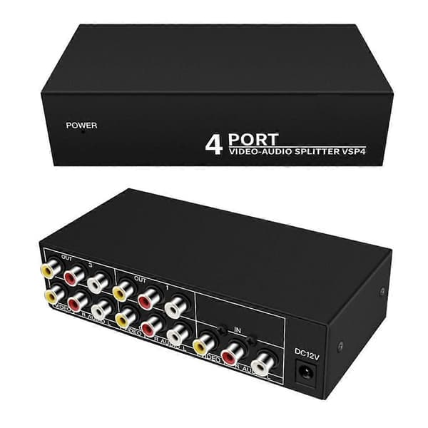4-vejs AV Splitter 1 ind 4 ud Komposit AV Splitter EU Stik
