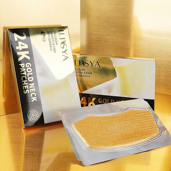 Anti-rynke hals pads 5 stk - Kollagen guld hals patches opstrammende nærende halsløft maske patch fine linjer fjernelse fugtgivende