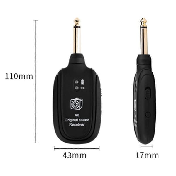 UHF Trådløst Gitar System Sender Mottaker Innebygd Batteri